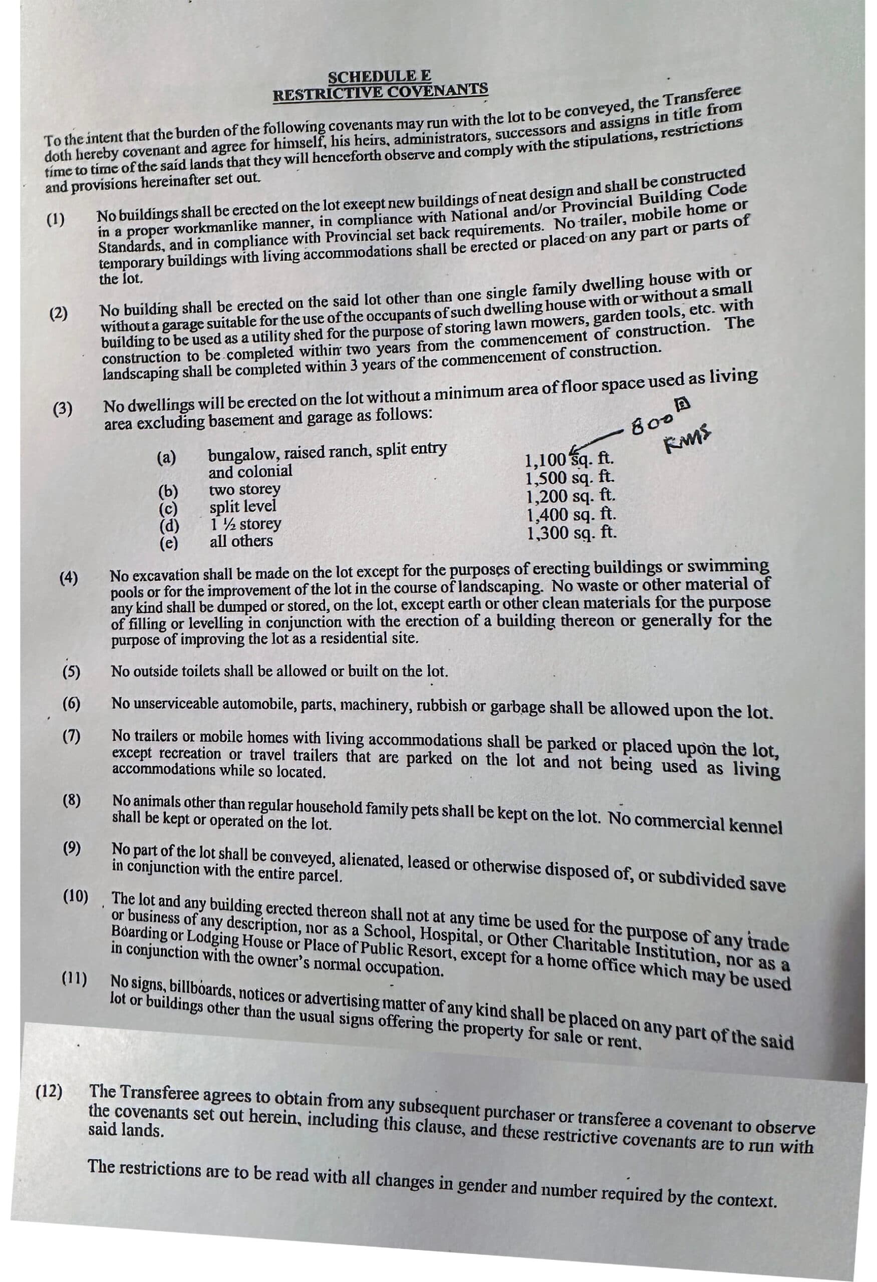 Restrictive covenants